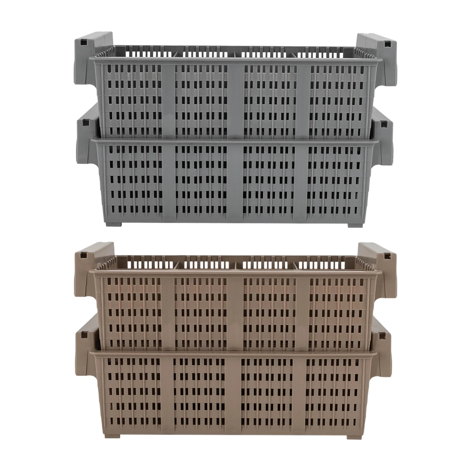 

2 Pcs Utensil Baskets 42*21*15cm Ventilated and Hygienic Each Load-capacity 12kg Gray/ Beige