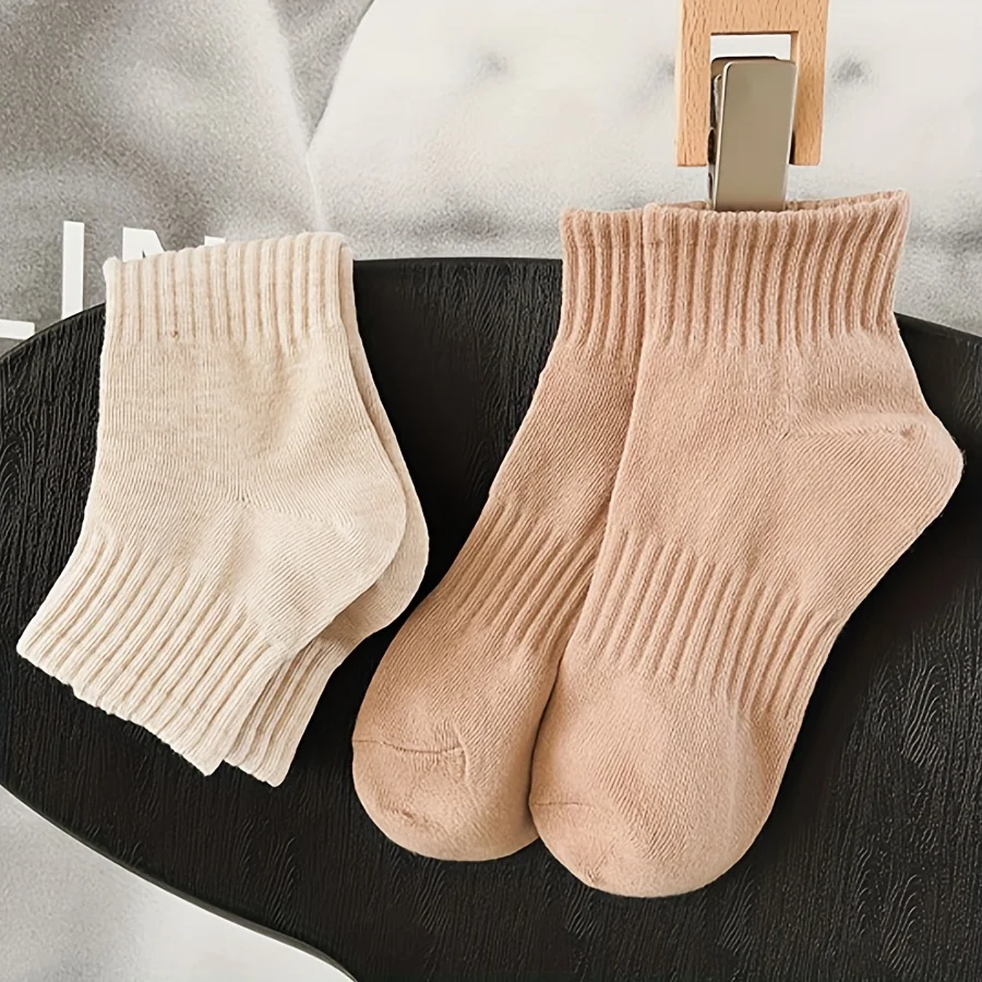 6/12 Paar einfarbige Söckchen für Damen, modisch, elastisch, gestreift, weich, bequem, atmungsaktiv, Stoff, ganzjährig, lässige Socken – Detail 6