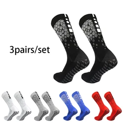 3 pairs 2023 New Men Women Football Socks Honeycomb Graphics Breathable Sports Arrow Silicone Anti Slip Grip Soccer Socks