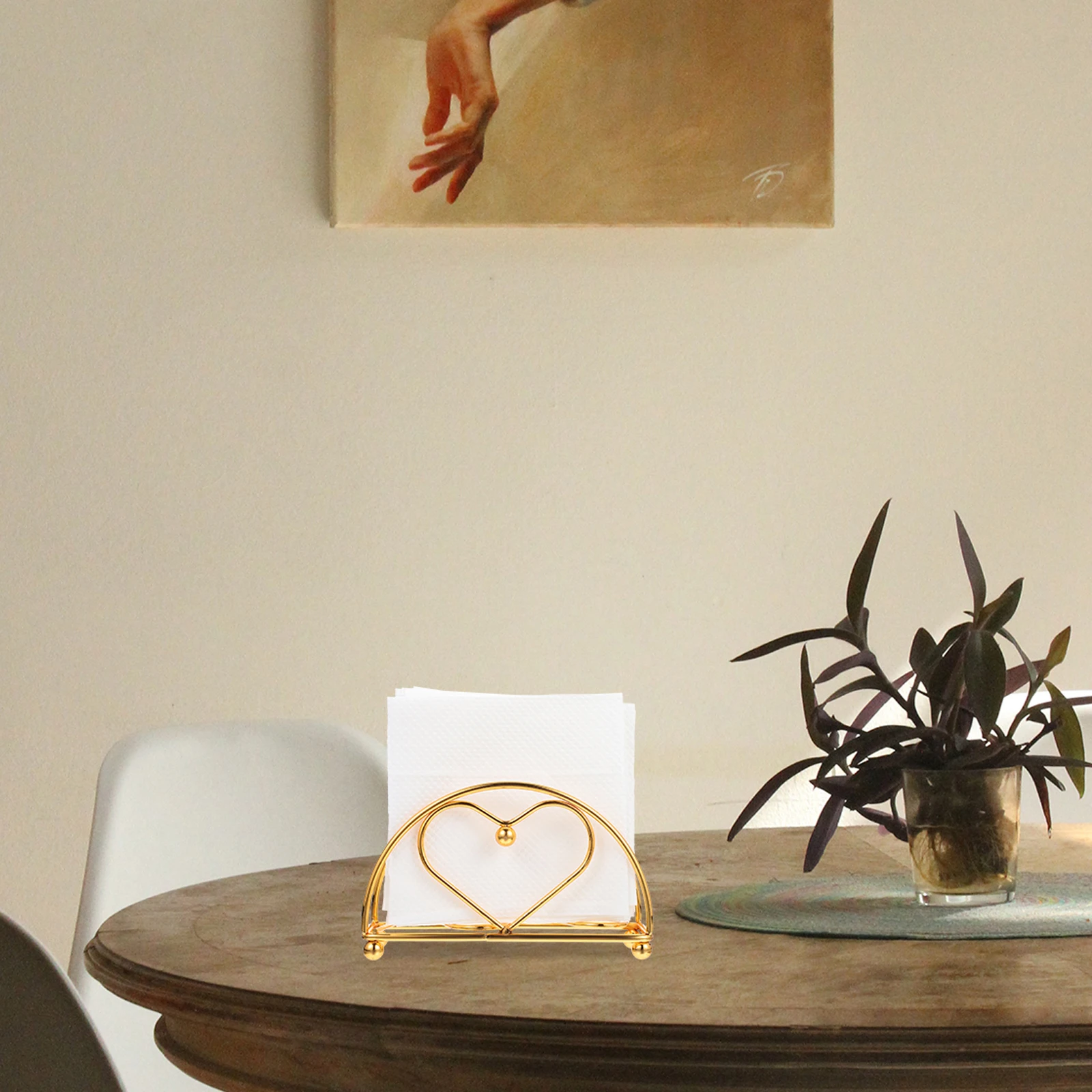 

Iron Stereo Tissue Rack Household Napkin Holder Rust-Proof Space-Saving Decorative Stand For Home Office Wear-Resistant