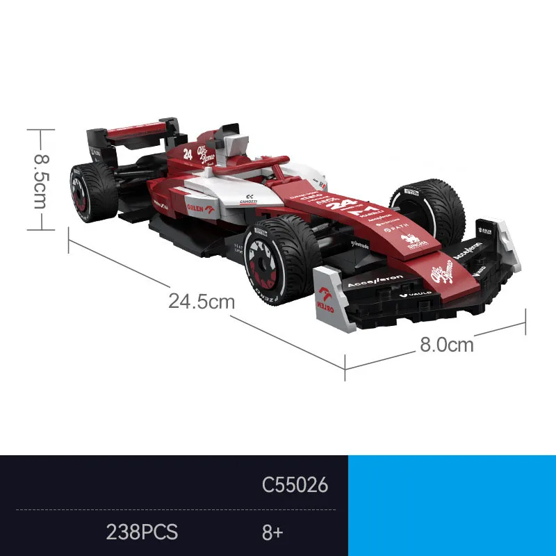 テクニック-F1レーシングカービルディングブロック,スケール1:24,アルファロメオc42,フォーミュラ1,車両レンガ,レーサーフィギュア,ギフト玩具,2022