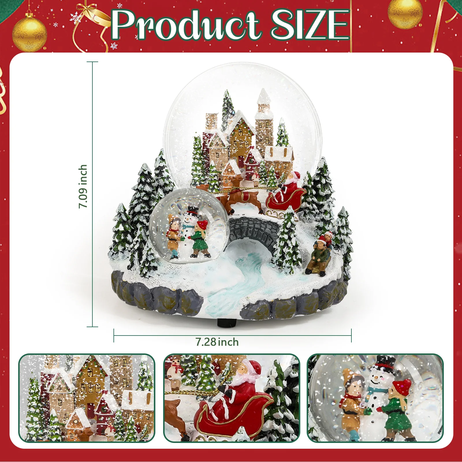 

Musical Snow Globe with Snowman Skiing Scene, Christmas Home Decor and Family Holiday Gift