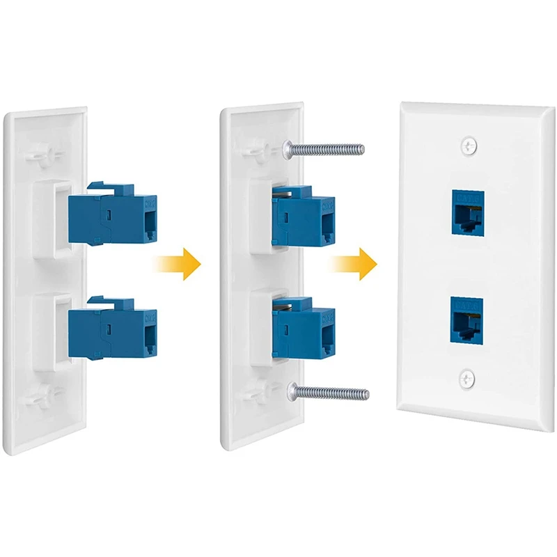 4-Pack 1 Port Ethernet Wall Plate, RJ45 Cat6 Female To Female Jack Inline Coupler Face Plates, 1-Port