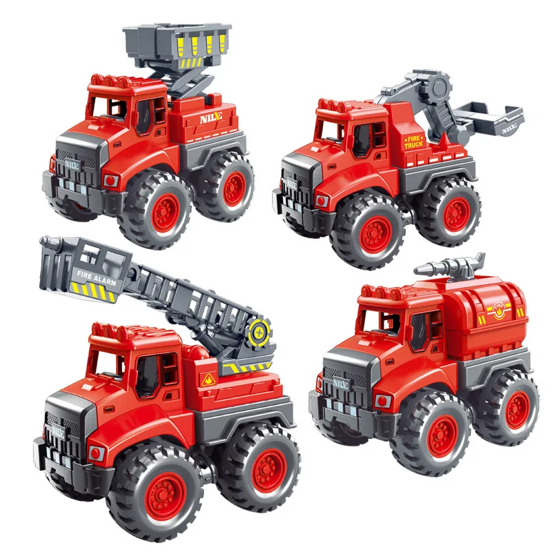 

Children Fire Truck Ladder Rescue Vehicle Can Be Lifted 360 ° Rotation Simulation Fire Truck Model Inertia Car Toy Birthday Gift