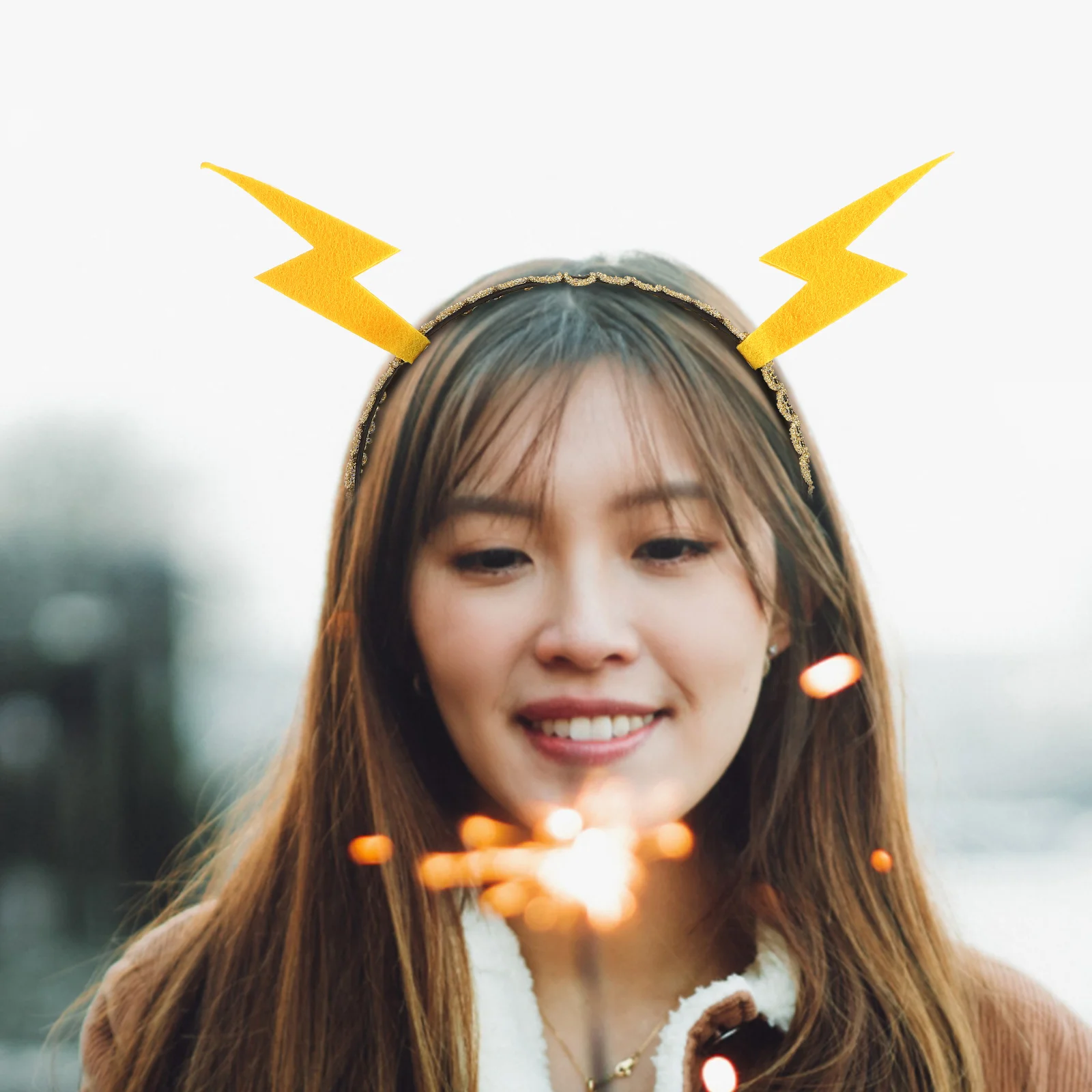 

Hairband Party Headdress Yellow Felt Golden Lace Adjustable Size Comfortable Wear Hair Accessories Christmas