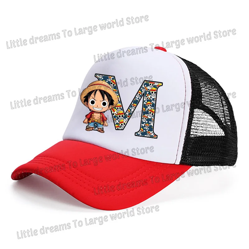 One Piece Baseball Cap Boys Kids Adjustable Peaked Hats Letter A-z Initials Outdoor Sunshade Snapback Caps Hip Hop Accessories