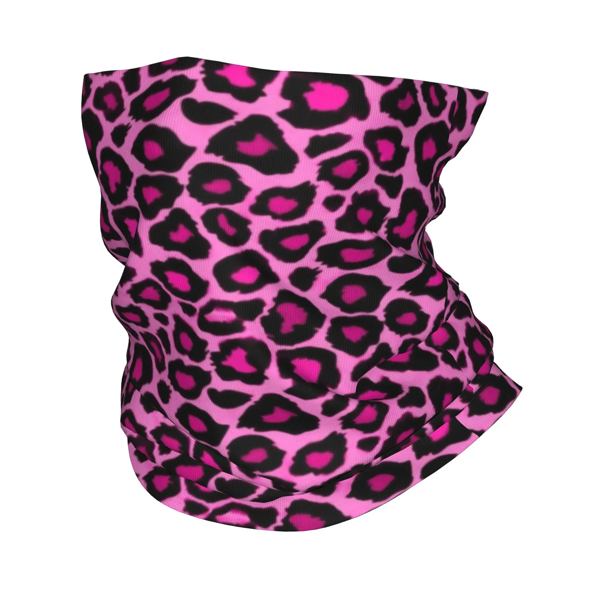 Pink Leopard Skin Bandana Neck Gaiter Windproof Face Scarf Cover Women Men  Headwear Tube Balaclava