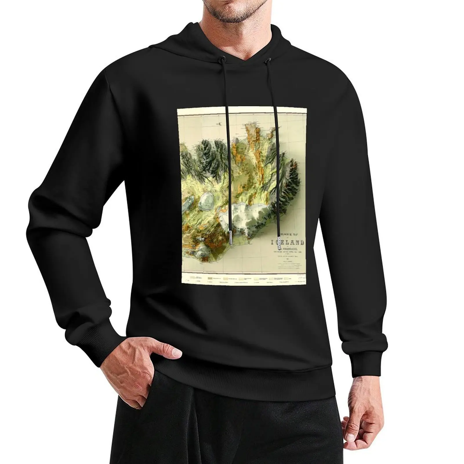 

1901 Iceland Geologic Map 3D digitally-rendered Pullover Hoodie men's coat anime clothes hoodies and sweatshirts new