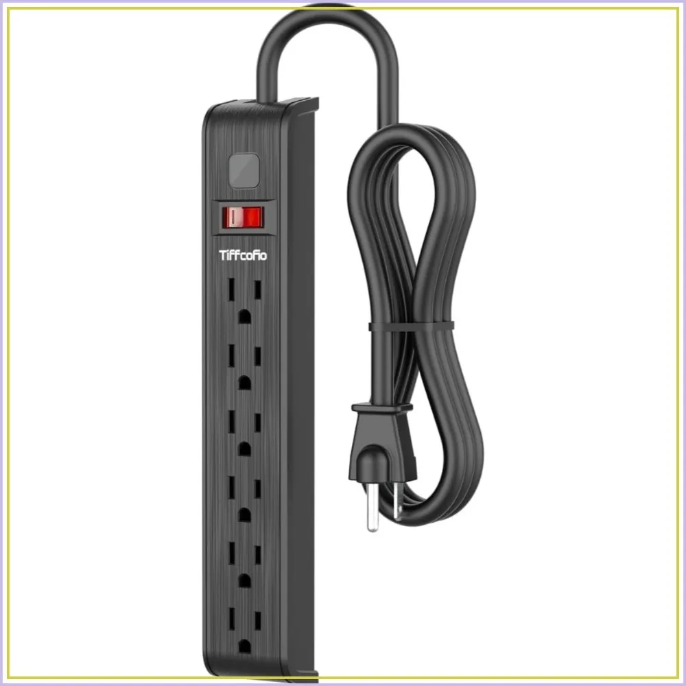

6-Outlet Surge Protector Power Strip, 6ft Extension Cord, 600J, ETL Listed