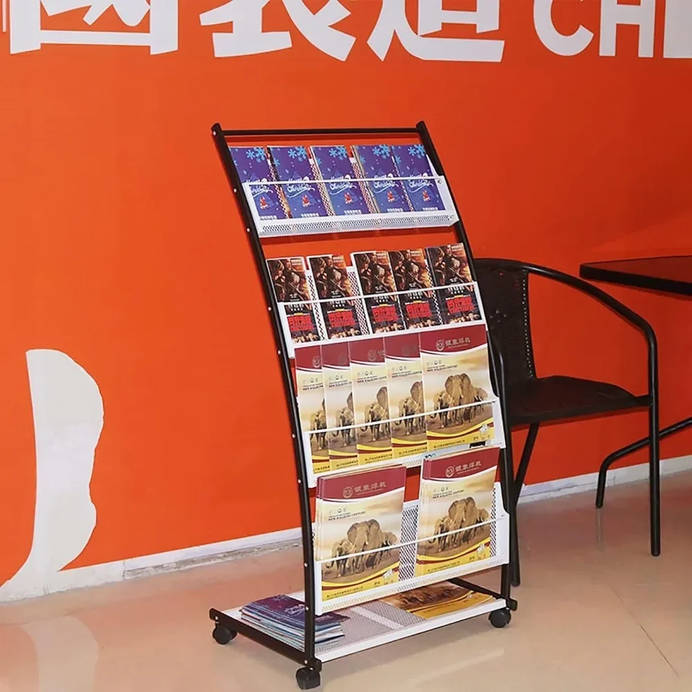 

Black Floor Standing Pamphlet Rack, 5 Tier Magazine Rack, Document Storage Information Rack, Booklet Rack Brochure Display Stand