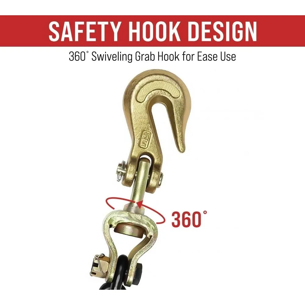 

4 Pack 5/16"-3/8" Easy Ratchet Chain Binder with Grab Hooks & 5400 lbs WLL - Heavy Duty Tie Down Ratchet Load Binder