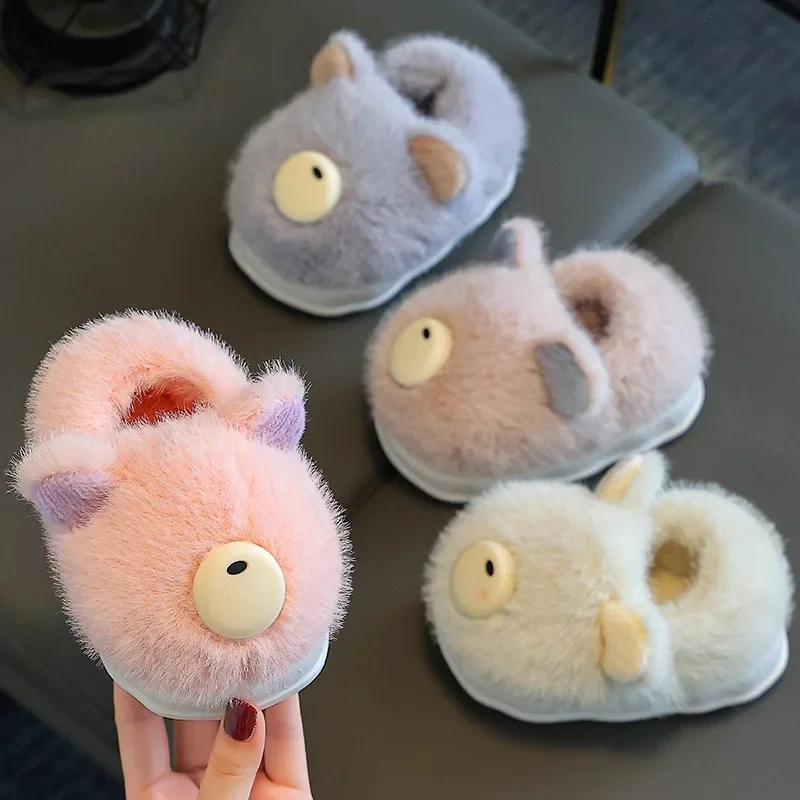 

Winter children's cotton slippers cute cartoon boys and girls indoor warm home children non-slip baby bag with cotton shoes