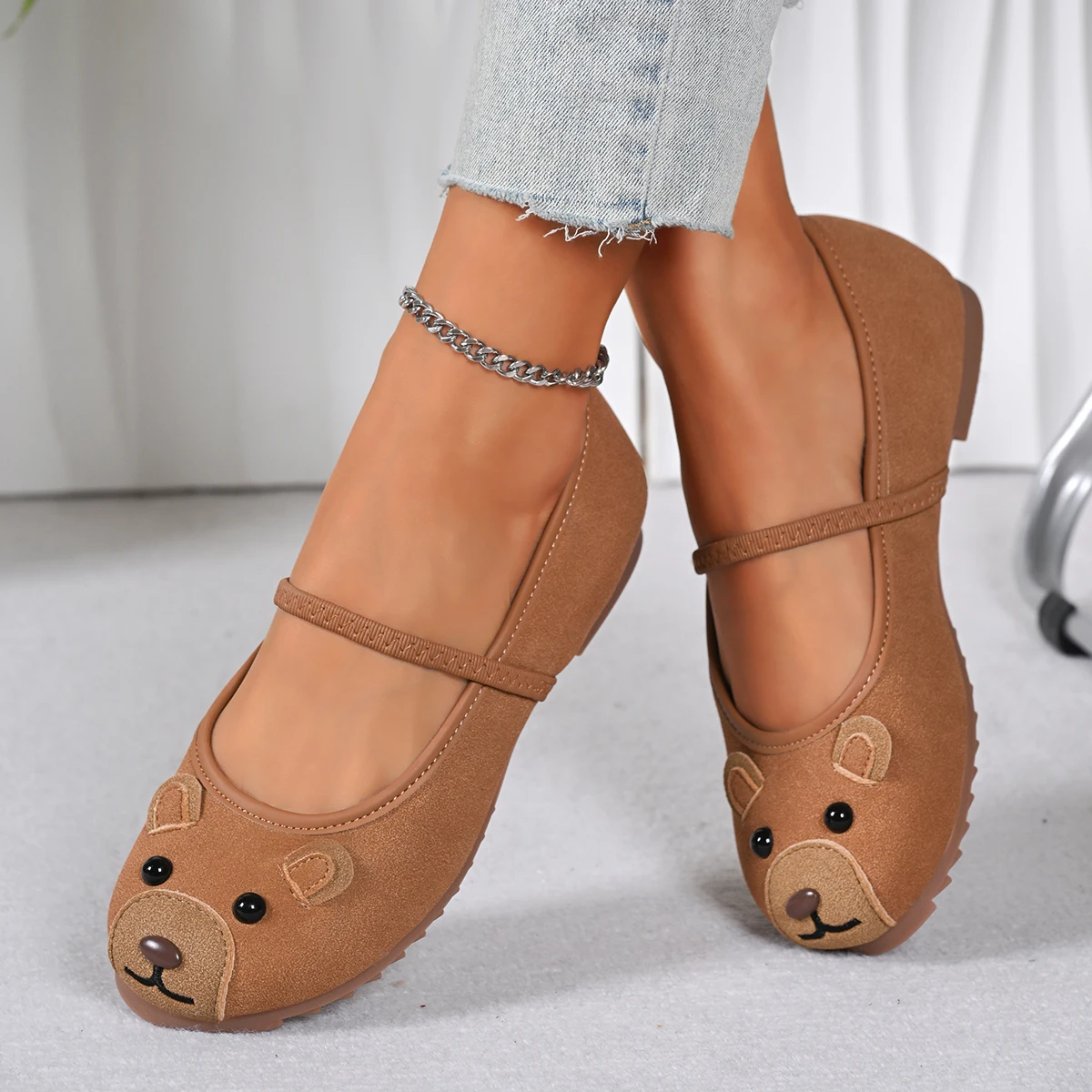 Spring Autumn Cute Little Mouse Single Shoes Soft Bottom Slip-On Driving Women's Shoes Anti-Slip Soft Surface Female Footwear