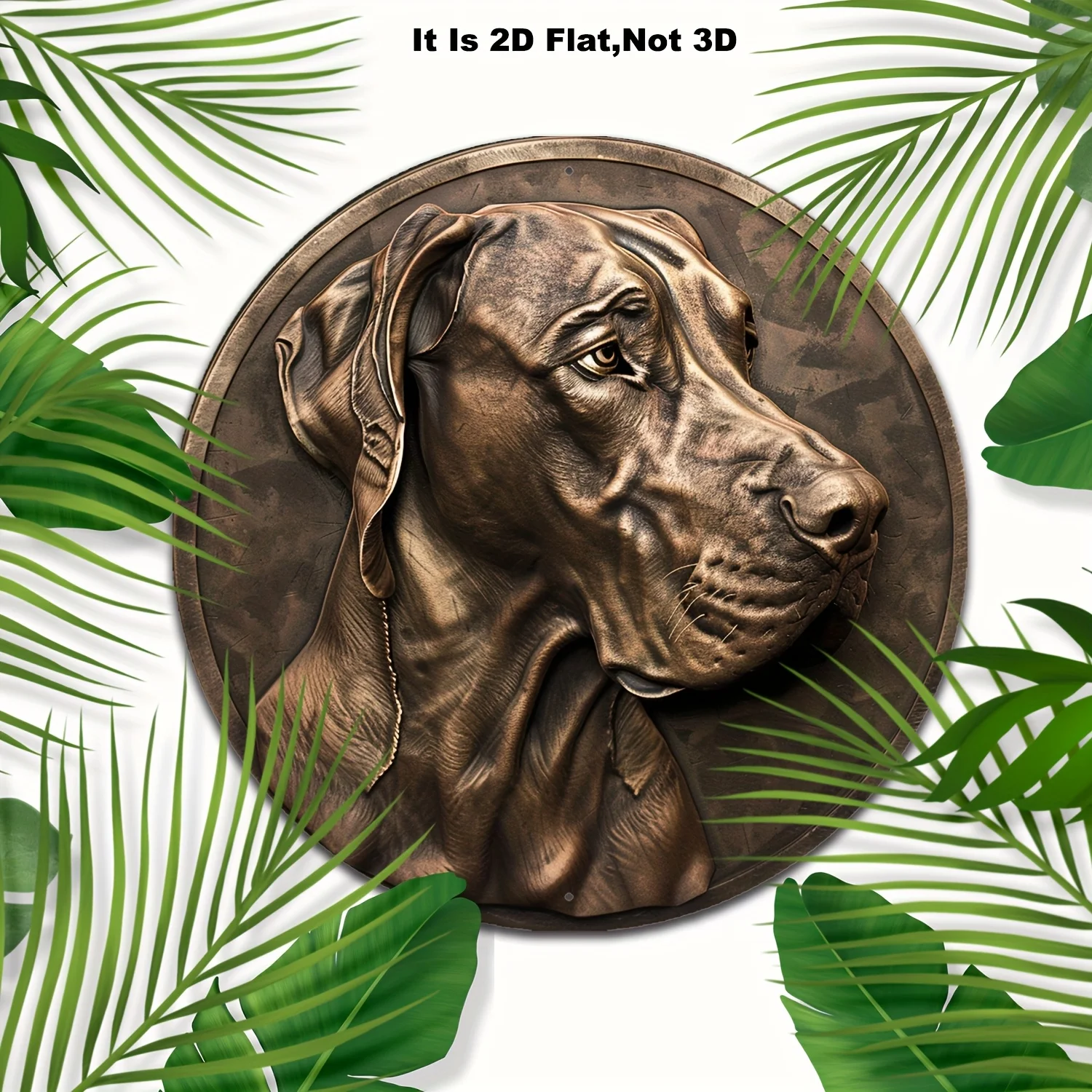 [2D Flat] 1pc 8x8 Inch Great Dane Aluminum Round Tin Sign - Gentle Giant Dog Decor for Danish Interiors, Playful Home Accents, a