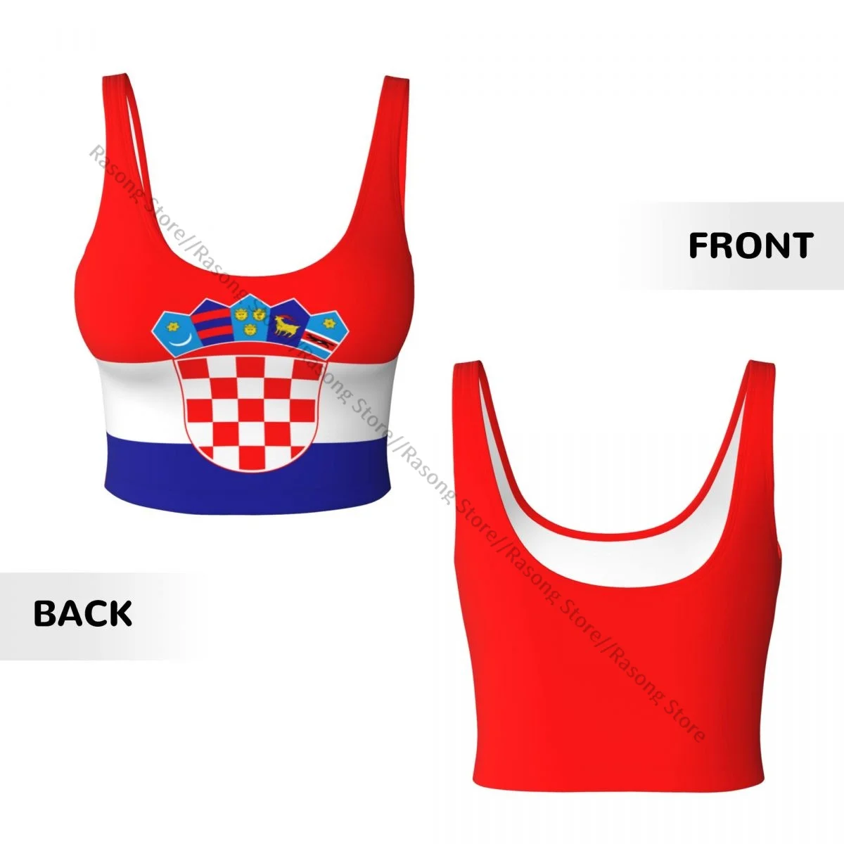 Yoga Vest Women Gym Sports Crop Tops Croatia Flag Streetwear Workout Breathable Tank Top Female