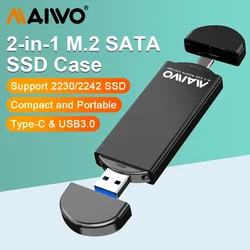 MAIWO-carcasa de SSD M.2 SATA NGFF, carcasa de SSD 2 en 1 tipo C, USB3.0, carcasa de unidad de estado sólido para M2 2230 2242 SSD, carcasa de aluminio