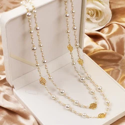 2024 Fashion Pearl Long Chain Necklace Vintage Summer Woman Necklace Luxury Jewelry