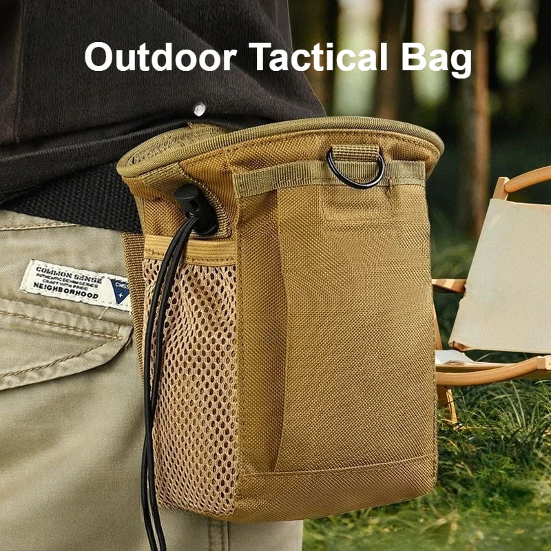 Outdoor Tactical Molle Drawstring Magazine Dump Pouch Adjustable Utility Belt Fanny Hip Holster Bag Outdoor Ammo Storage Pack