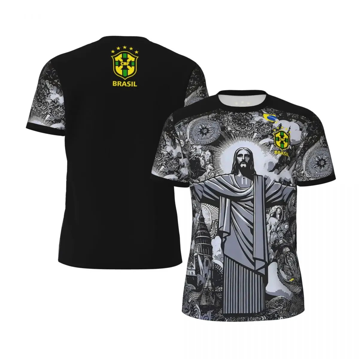 2024 Brazil Special Edition Jesus Black Gray Football Jersey For Adults Kids Summer Soccer Training Tops Shirt Clothing