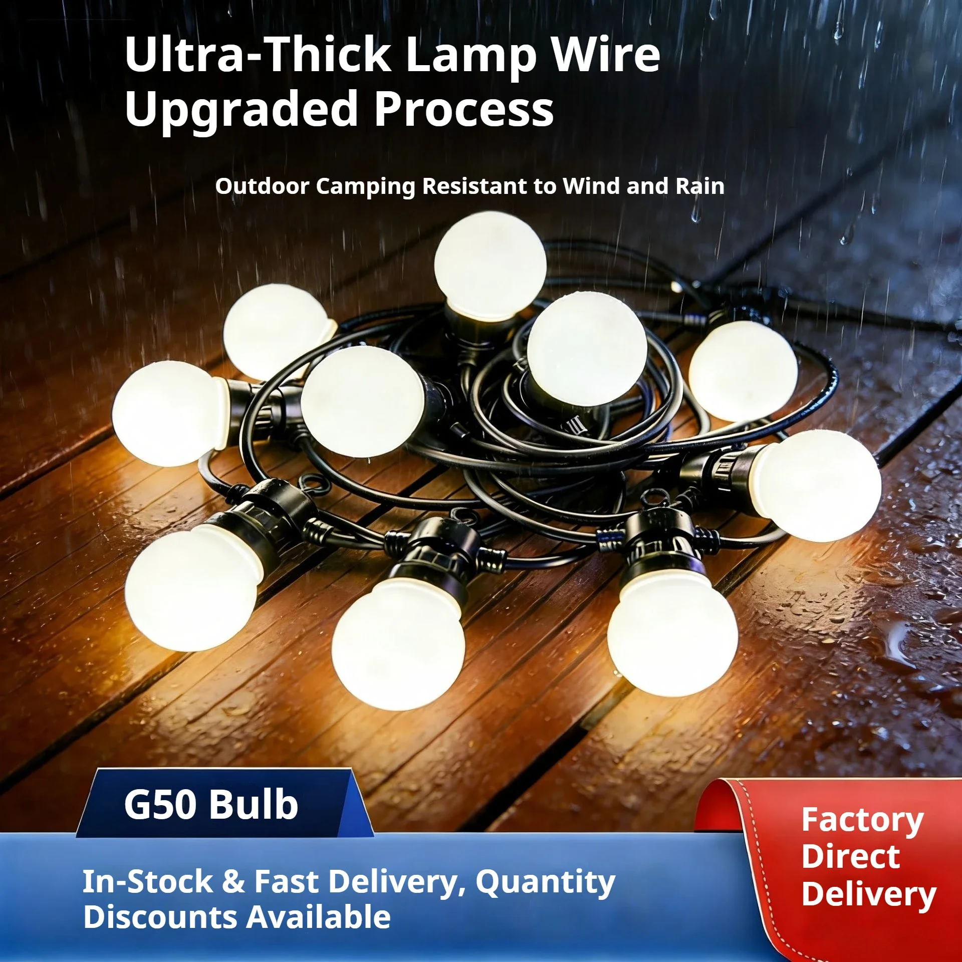 Bulb Light Tent Outdoor Camping Waterproof Led Canopy Decoration Courtyard Layout Low Voltage Solar Light String Parasol Lights