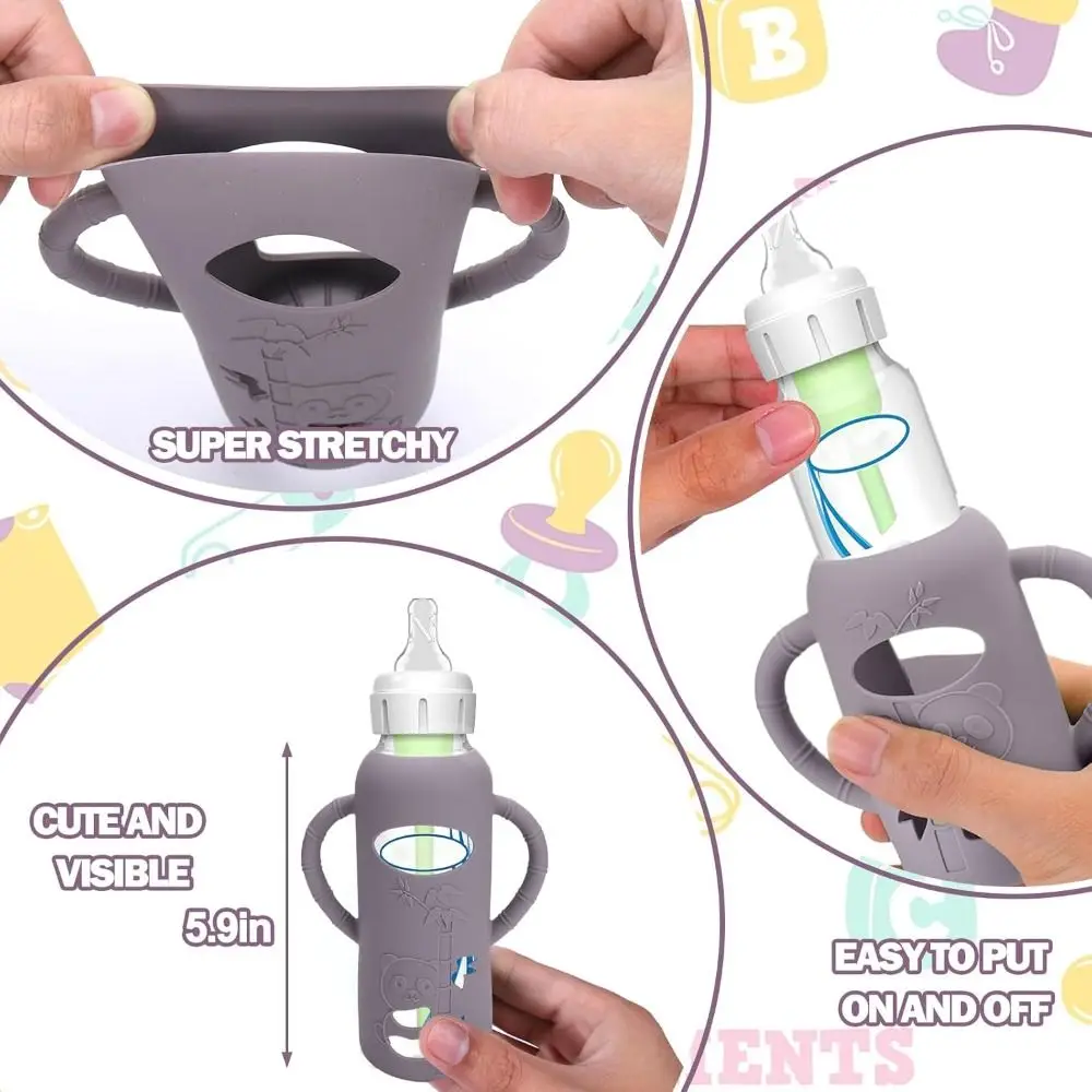 Multi-functional Baby Bottle Handle Easy Grip Soft Normal Neck Bottles Anti Breakage Baby Bottle Sleeves for Dr. Brown's