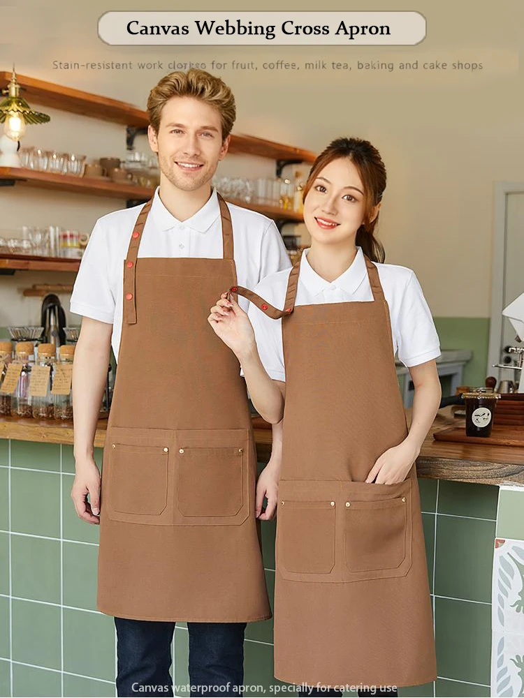 

Водонепроницаемый холщовый рабочий фартук премиум-класса — прочная защита для профессионального ресторана, кафе, магазина с пузырьками чая и использования в барбекю