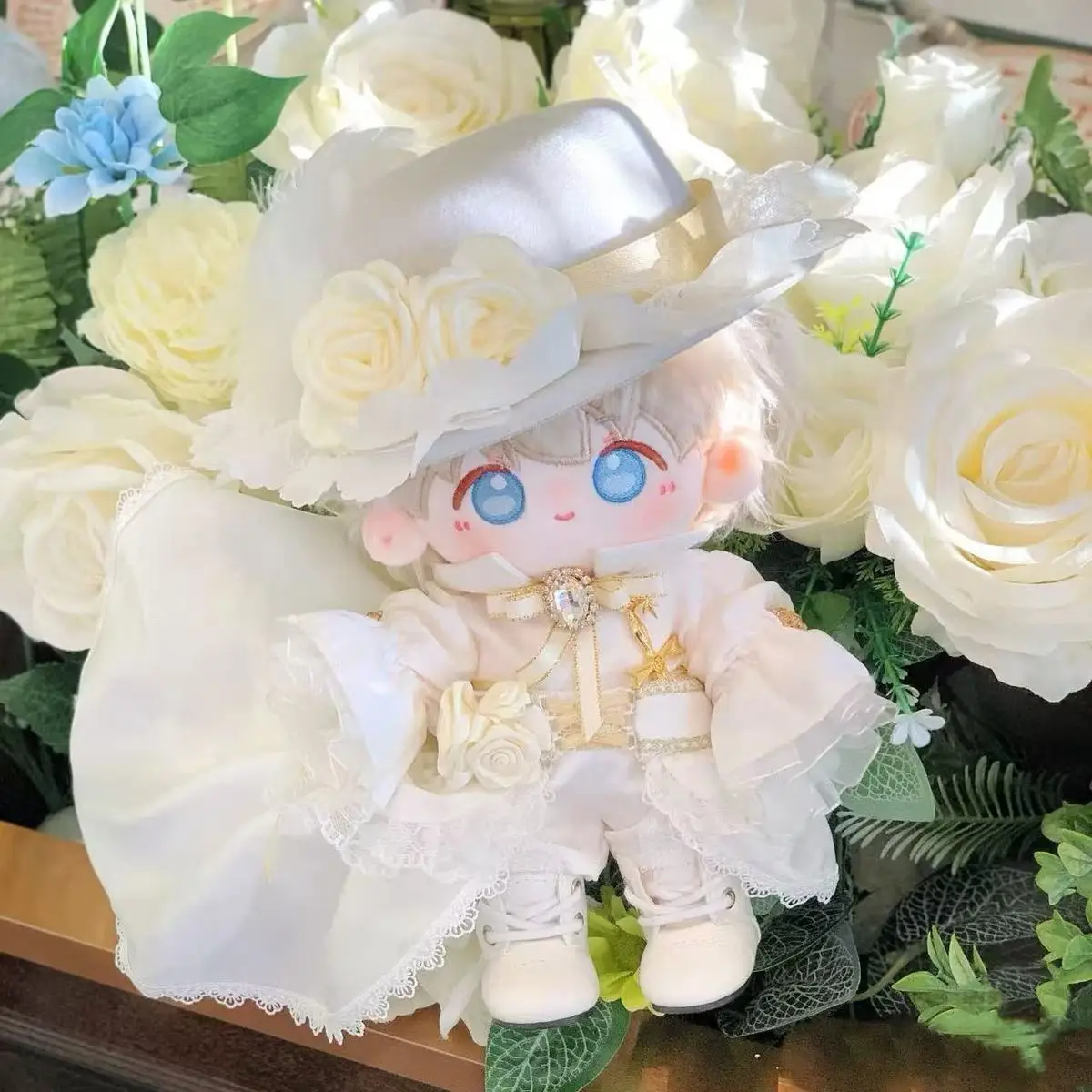 

20cm Cotton Doll Dress 30cm Long Leg White Knight Suit Clothes Cute Dress Up Stuffed Anime Games Plush Toys Clothing