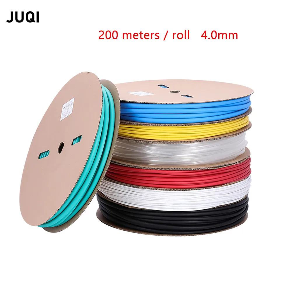 

200m/roll 4mm heat shrinkable tube insulating sleeve electrical wire protective sleeve color whole roll heat shrinkable tube