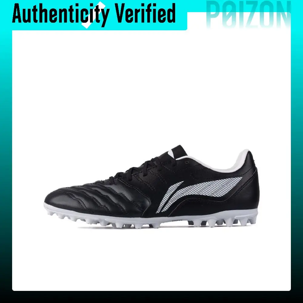 Li Ning MG Multi Ground Natural Grass Synthetic Leather Cushioning, Wear Resistant Soccer Shoes Unisex Black YSFU003-2