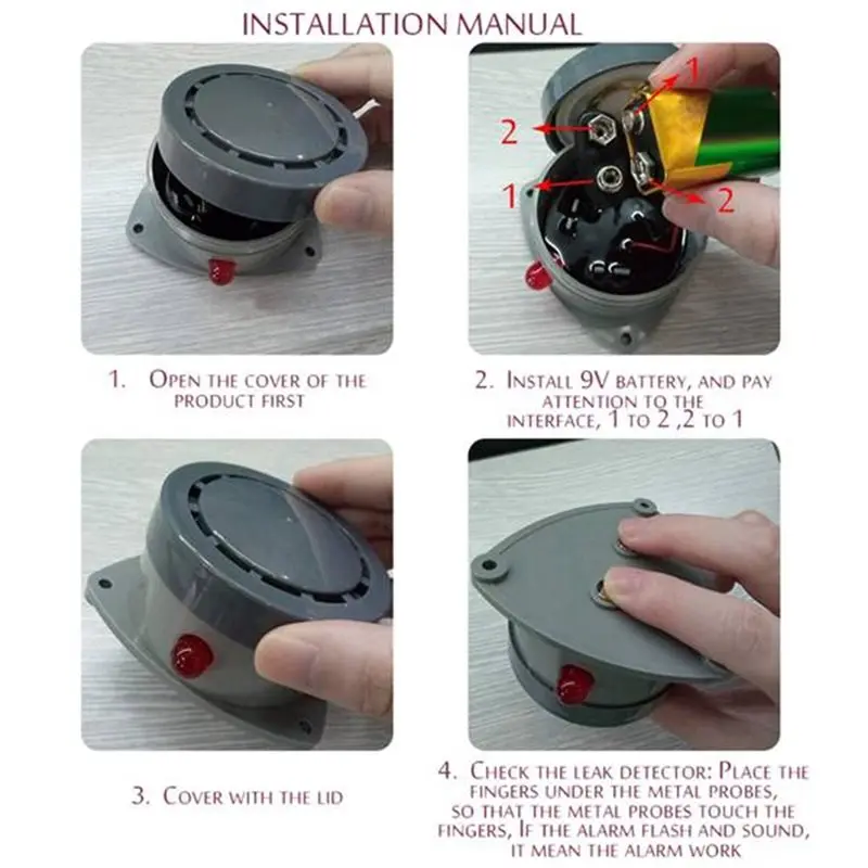 A37T-3Pcs كاشف تسرب المياه 110DB استشعار تسرب المياه إنذار للطابق السفلي للأنابيب/الصرف/الحوض/تنقيط الصنبور