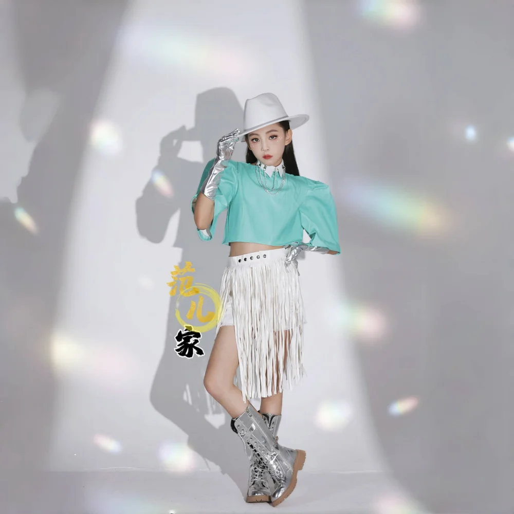 女の子ヒップホップストリートダンスパーティードレス子供のためのガール Kpop 衣装ブルージャズダンスパフォーマンススーツステージショーダンスウェアステージ