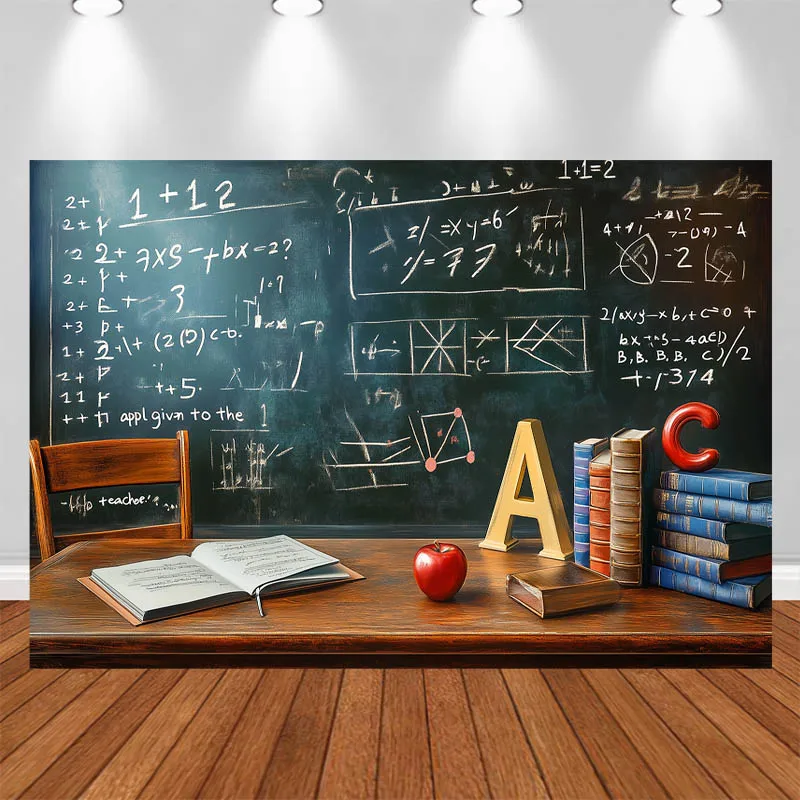 

LS Photography Backdrop Retro School Style Classroom Wooden Desks Books Decor Adult Portrait Photography Background Studio