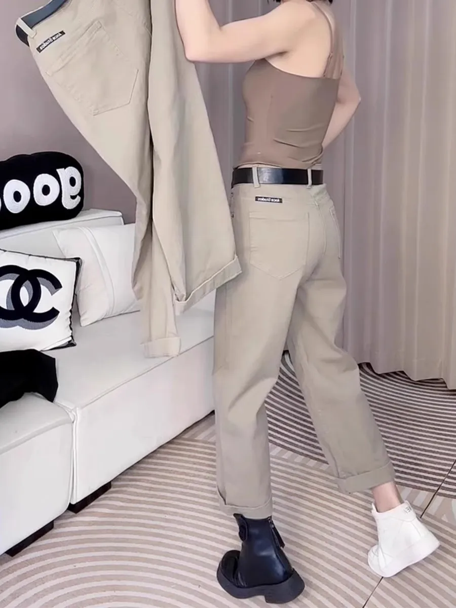 

High Waist Wide Leg Straight Cut Jeans plus Size Women's Spring Summer Casual Loose Fit Trousers Versatile Slimming Jeans