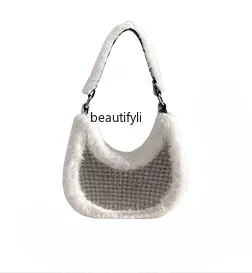 

Special-Interest Design Diamond Furry Bag Women Autumn and Winter New Shoulder Messenger Bag Underarm Bag