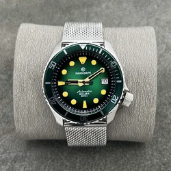 PARNSRPE Series orologio da uomo NH35 movimento automatico Green Gradient Dial Calendar Window Diver orologio meccanico automatico