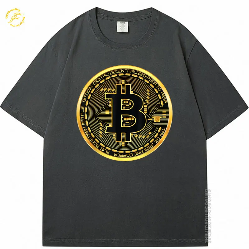 

Bitcoin Crypto Currency Btc Cotton T Shirts Man Block Chain Techie Gold Coin Oversized T-Shirt Tshirt Clothes 티셔츠 Short Sleeve