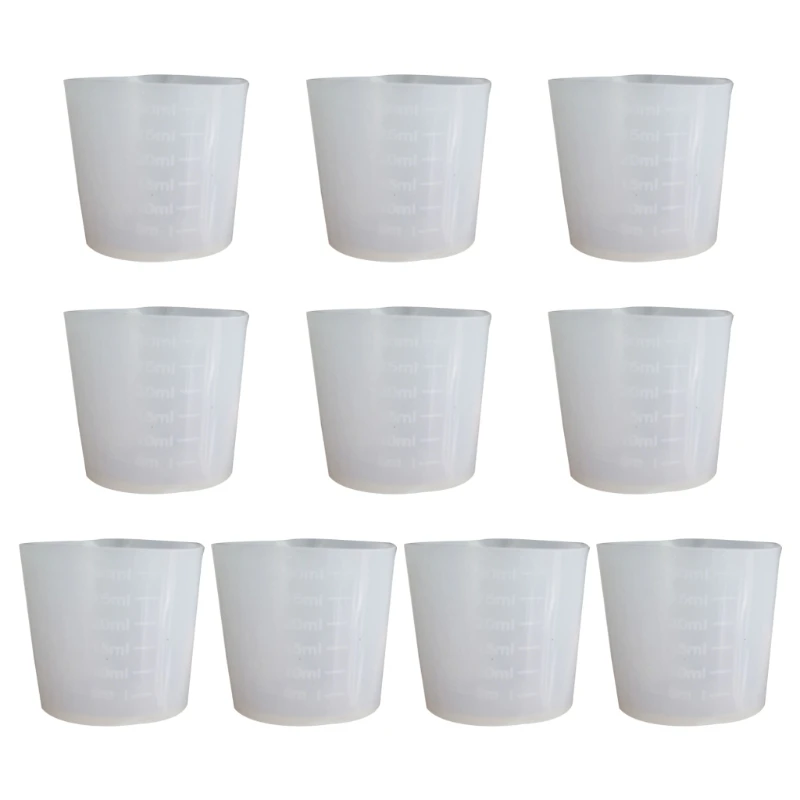 10Pcs 30ml Resin Cup Non-Stick Silicone Cup Silicone Measuring Cup Reusable Mixing Cup with Precise Scale for DIY Jewelr