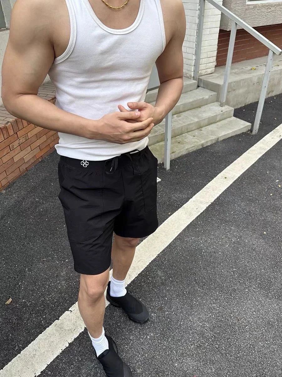 

American Sle Qui Dry Breathable orts Men's Reflective Print Fitn Casual Fourths Pants Loose Fit Straight Leg mid Waist