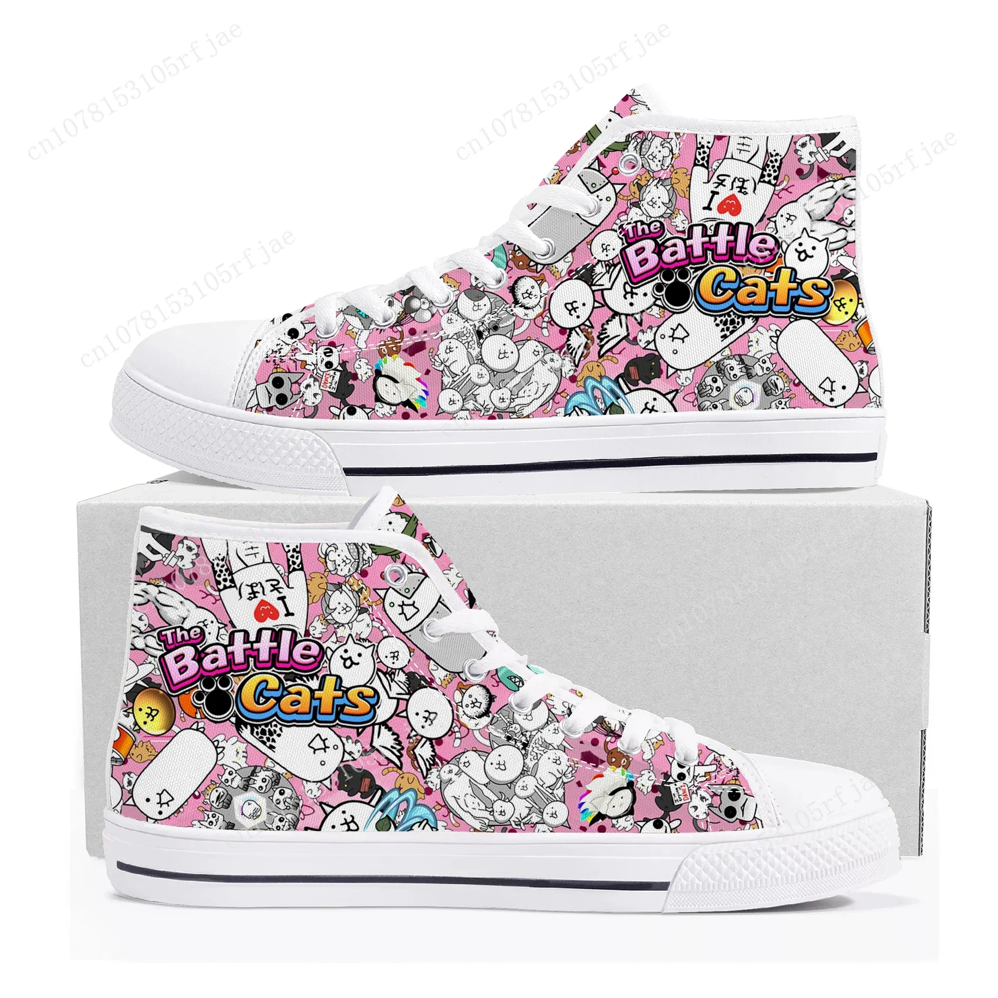 The Battle Cats High Top Sneakers Cartoon Game Mens Womens Teenager High Quality Fashion Canvas Shoes Casual Tailor Made Sneaker