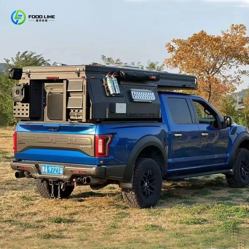 Customized Hard Shell Slide In Pickup Camper Aluminum Off Road Camping Tent Equipment