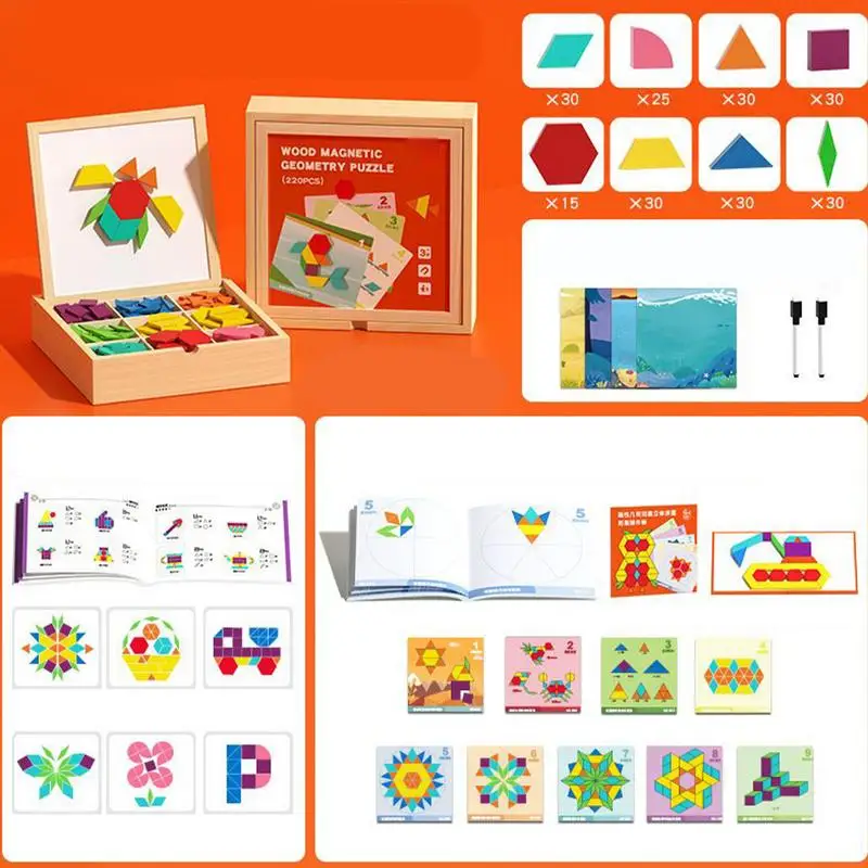 Blocchi magnetici Puzzle a forma di legno Cubi geometrici Gioco educativo sicuro per ragazzi Bambini Compleanno Viaggio a casa