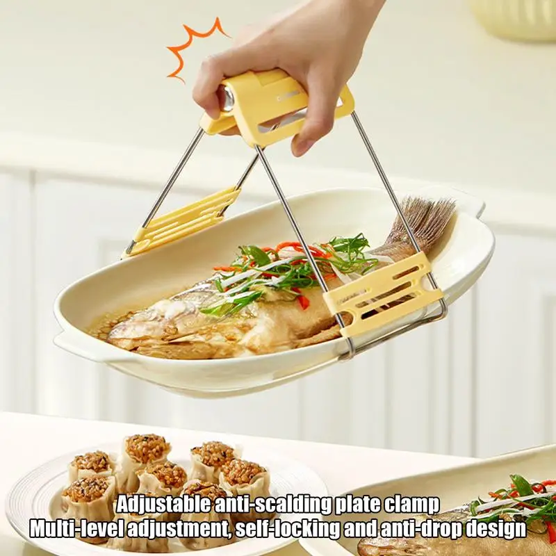 new Anti-scalding Clip Steamer Clamp Bowl Remover Microwave Oven Tray Non-Slip Pan Gripper Kitchen Pot Clips Cooking Accessories