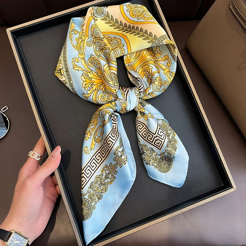 New Four Seasons Fashion Print Silk Square Scarf 70x70cm Fashionable Four Seasons Headband Luxury Sunscreen Shawl Bandannas