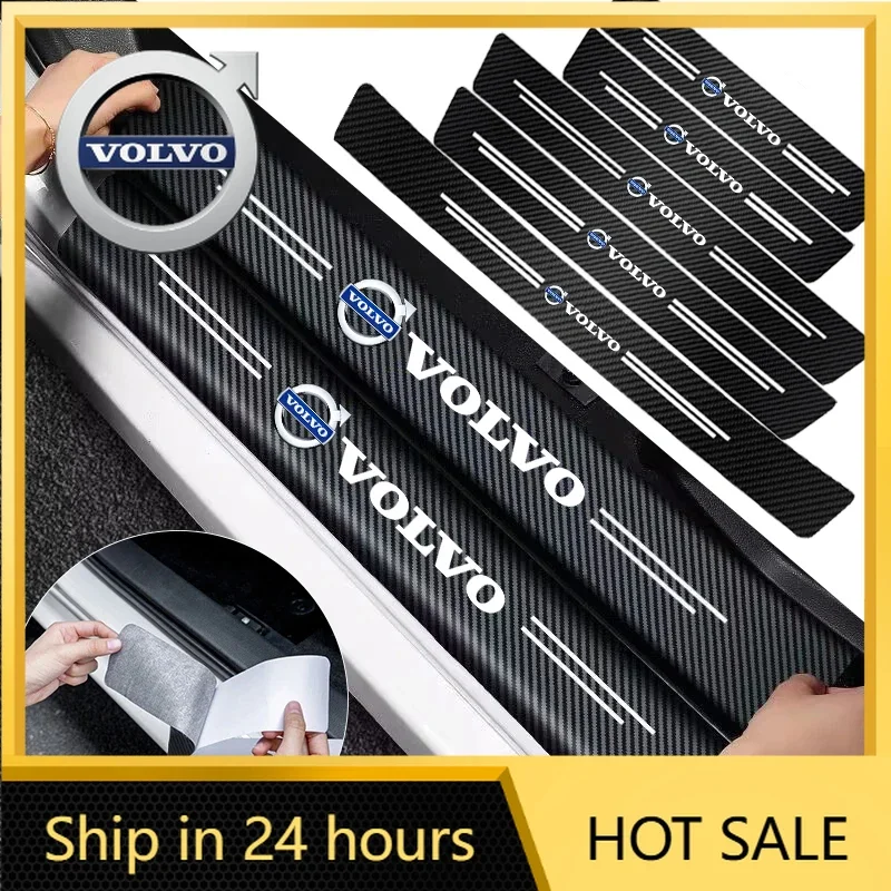 

Steering Covers 1/4/5Pcs Car Door Sill Scuff Plate Decor Carbon Fiber Stickers For Volvo S90 V90 V60 V40 XC90 S60 XC60 V70 XC40
