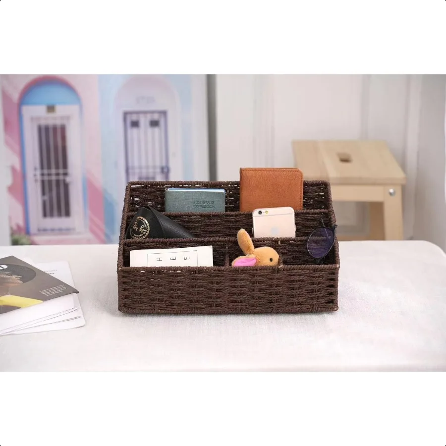 منظم البريد، منظم البريد على سطح الطاولة، فارز البريد، حامل ملفات المجلات، منظم المكتب والملحقات، بني داكن