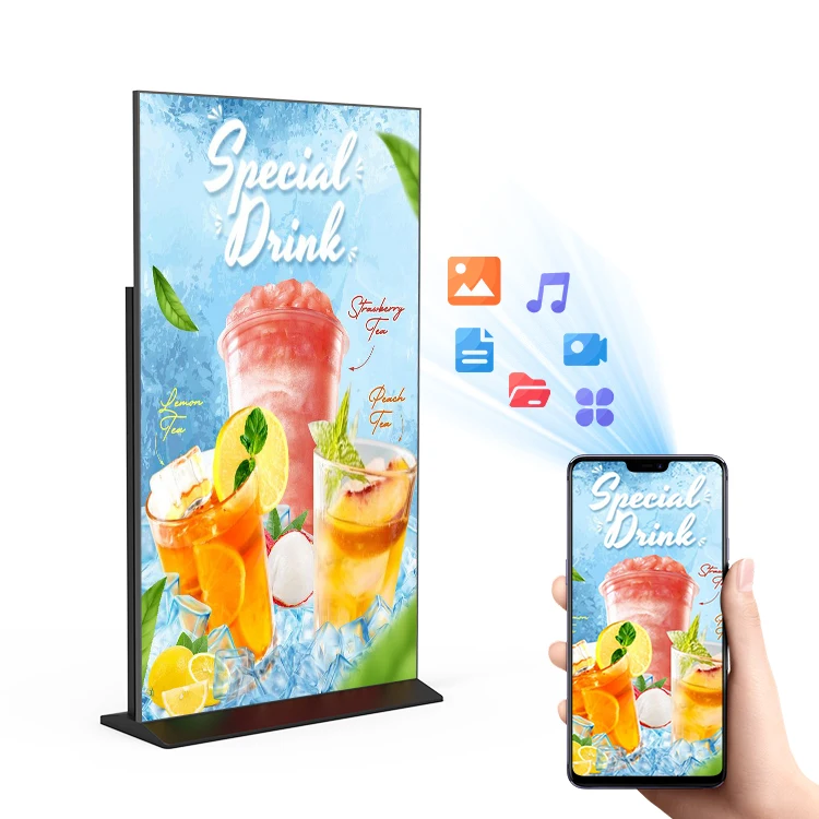 Indoor touchscreen LCD advertising totem pole CMS software LED display digital signage