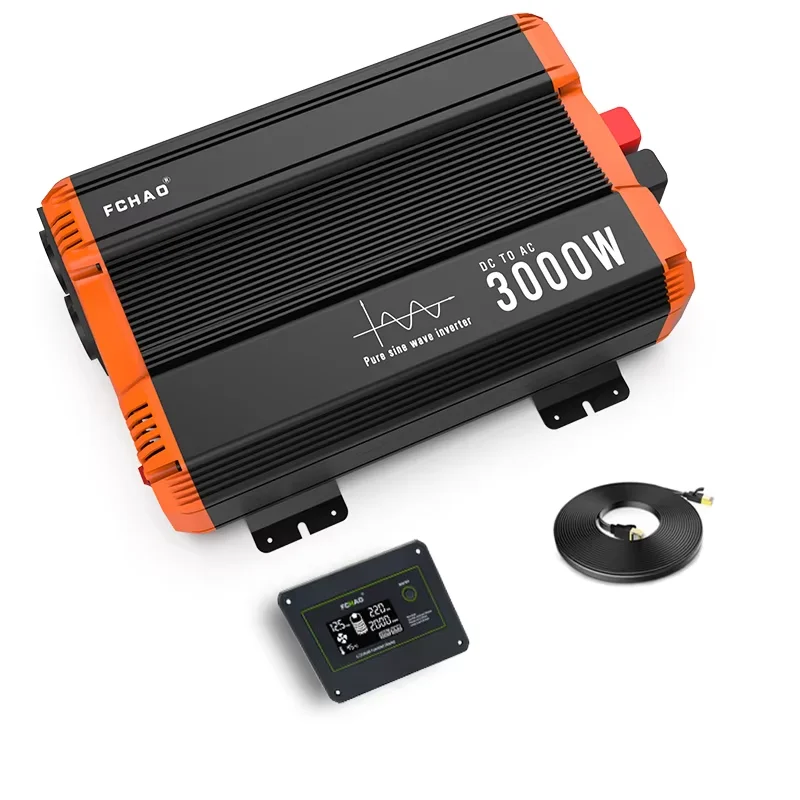 FCHAO 3000 Watt 50Hz Power Inverter EU Stekker DC 12V naar AC 220V/230V Zuivere Sinusgolf Inverter voor thuisgebruik, camper en buitengebruik