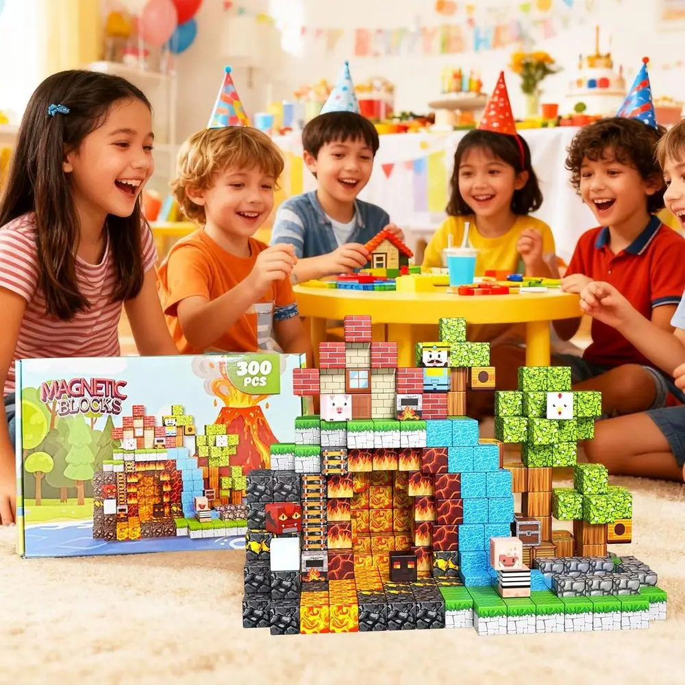 مجموعة مكعبات بناء جذعية مكونة من 300 قطعة، مكعبات تكديس تعليمية للأطفال، هدية مثالية لعيد الميلاد أو عيد الميلاد