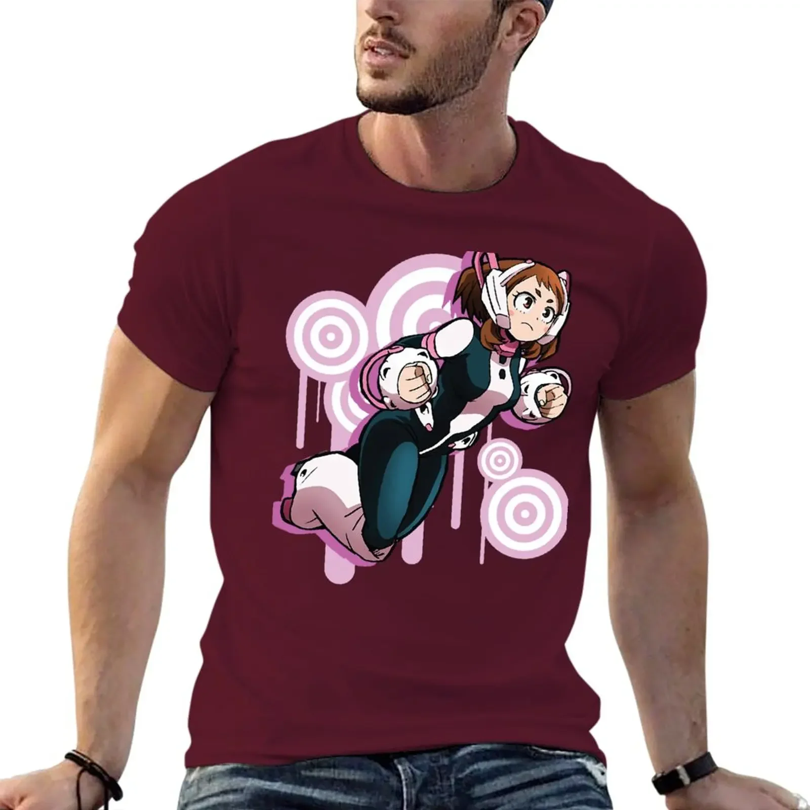 New BNHA Uraraka Ochaco T-Shirt kawaii clothes quk drying t-shirt mens clothes graph men clothing Short Sleeve harajuku