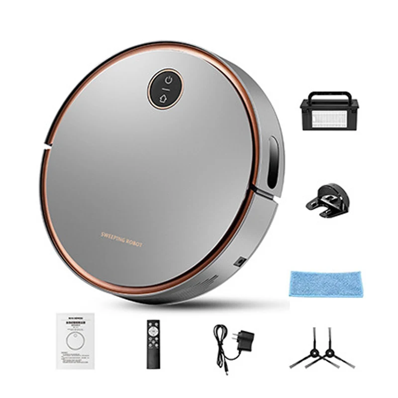 Automatic Recharging Intelligent Robot Vacuum Cleaner Wet Dry Function Integrated Mop Plastic Battery Powered Product
